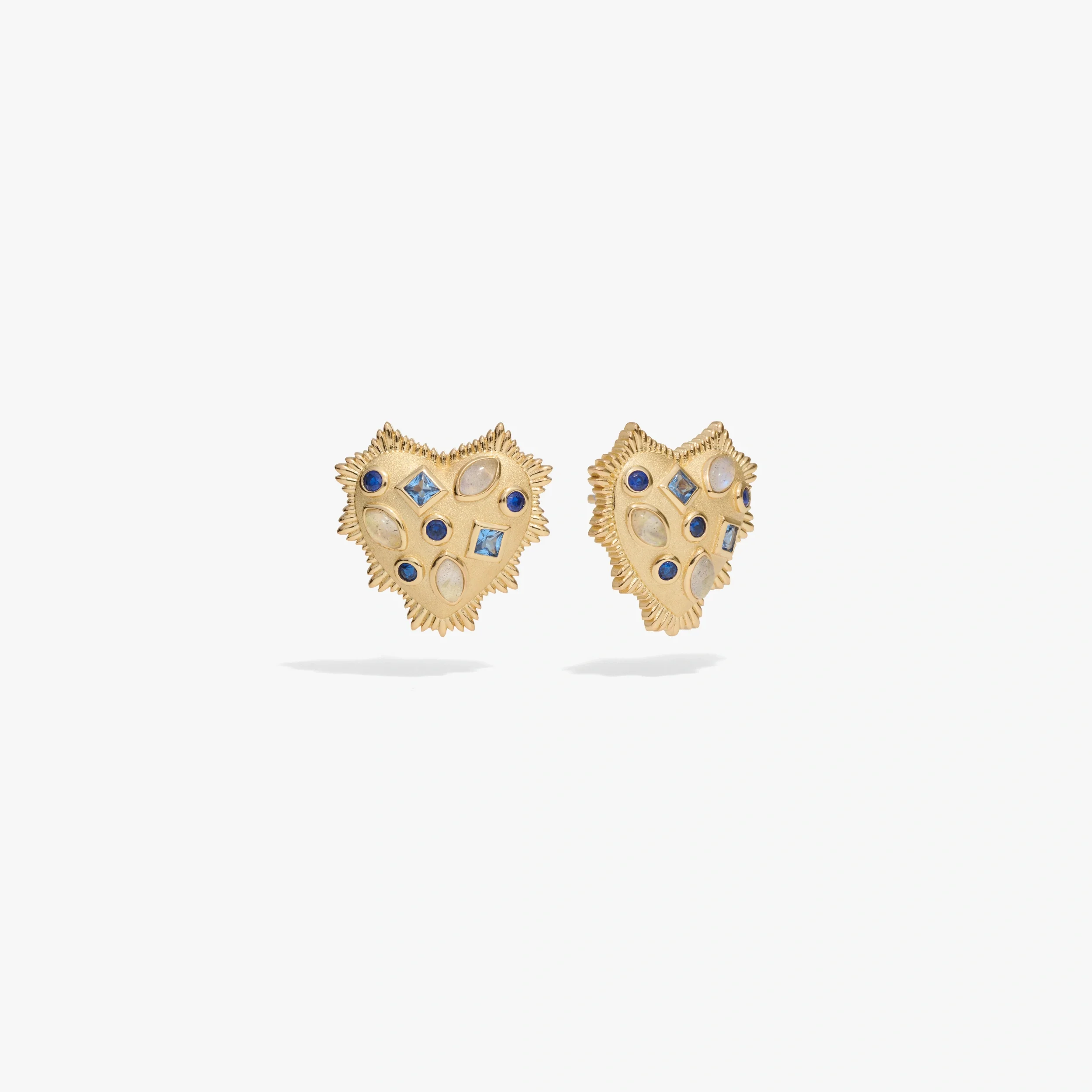 Blue Gemstone Radiant Heart Studs