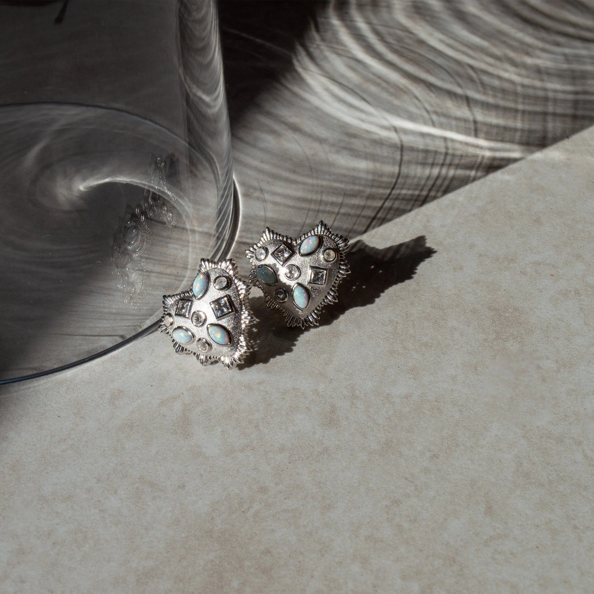 Blue Gemstone Radiant Heart Studs - Image 3