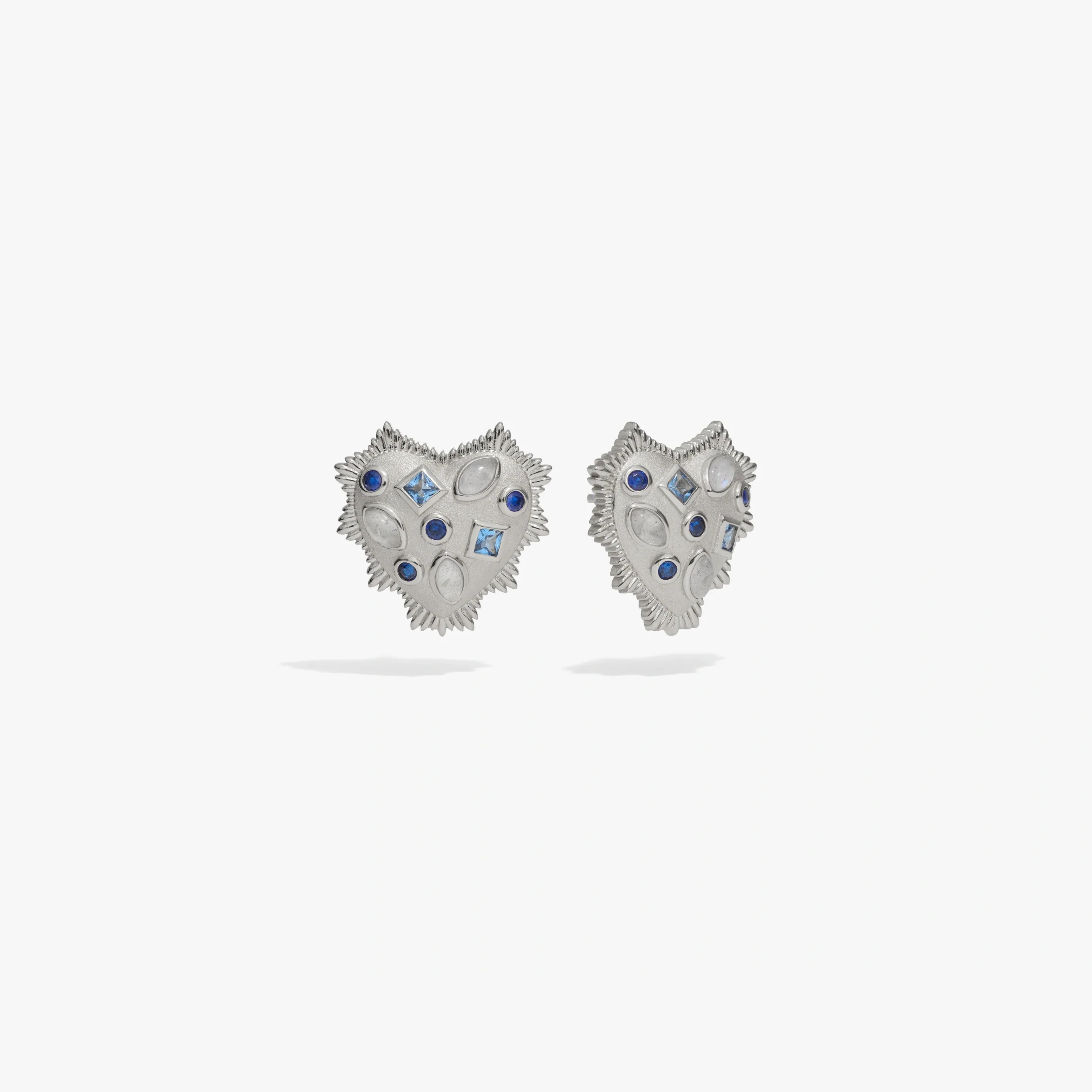 Blue Gemstone Radiant Heart Studs - Image 5