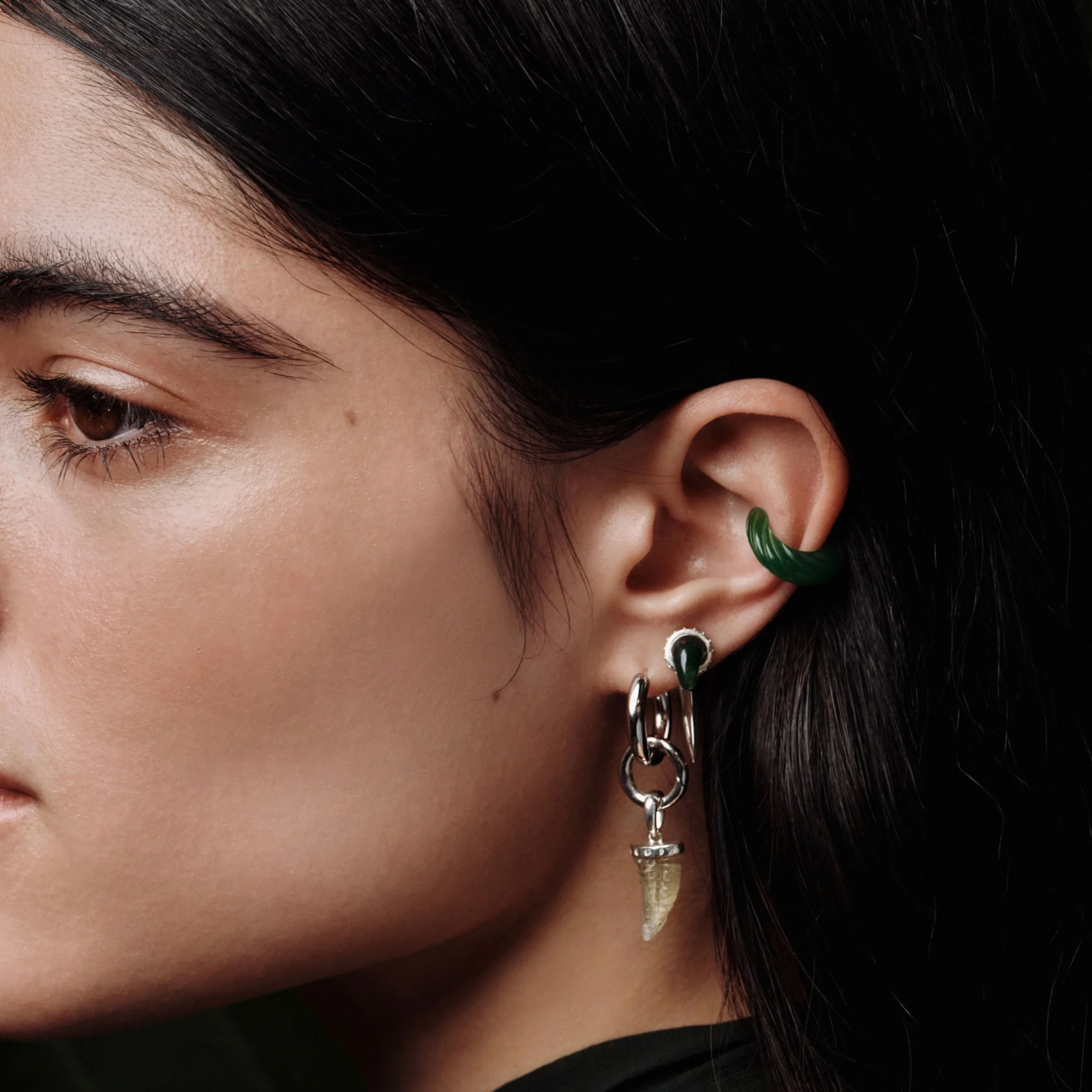Carved Gemstone Ear Cuff - Image 3