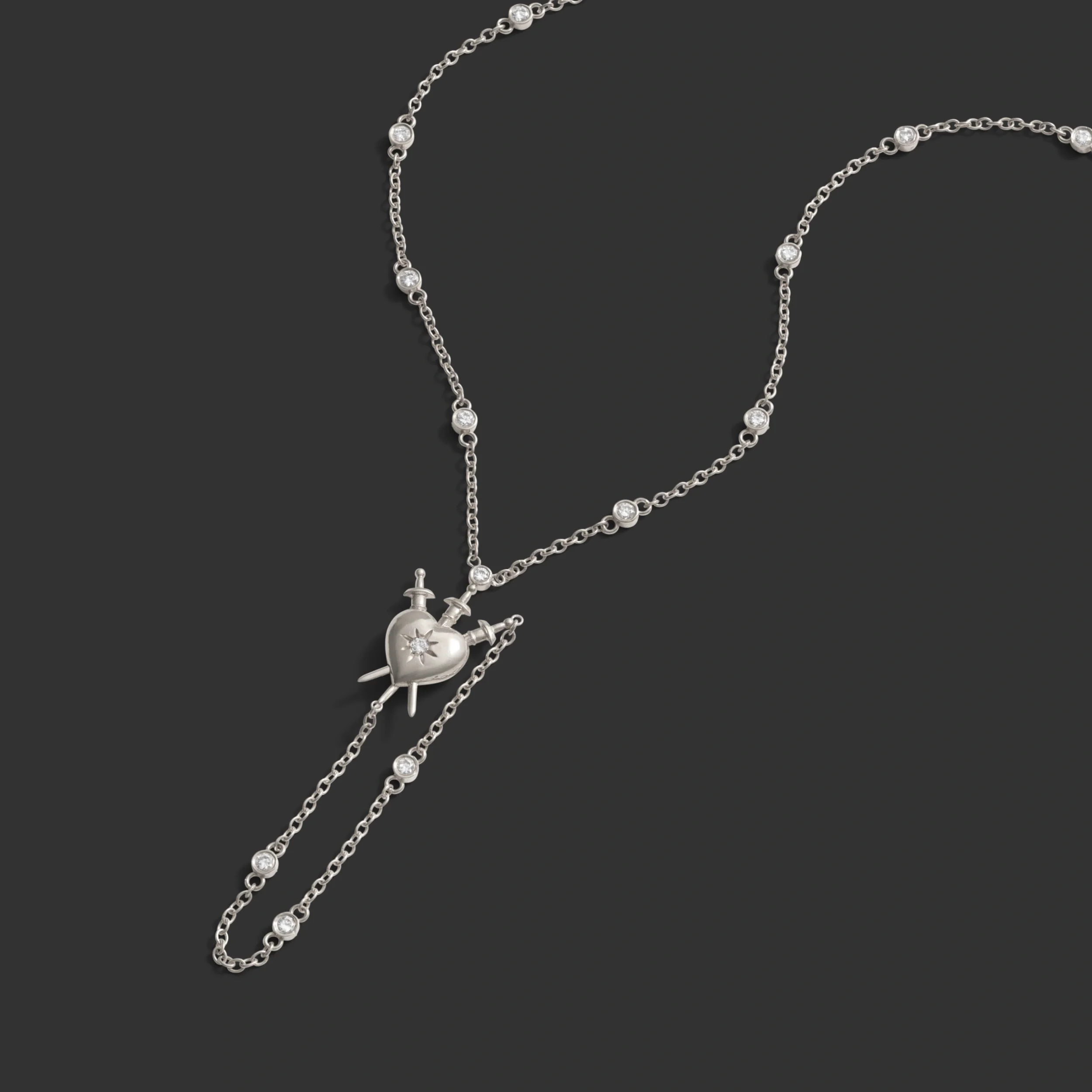 Diamond Sacred Heart Lariat - Image 3
