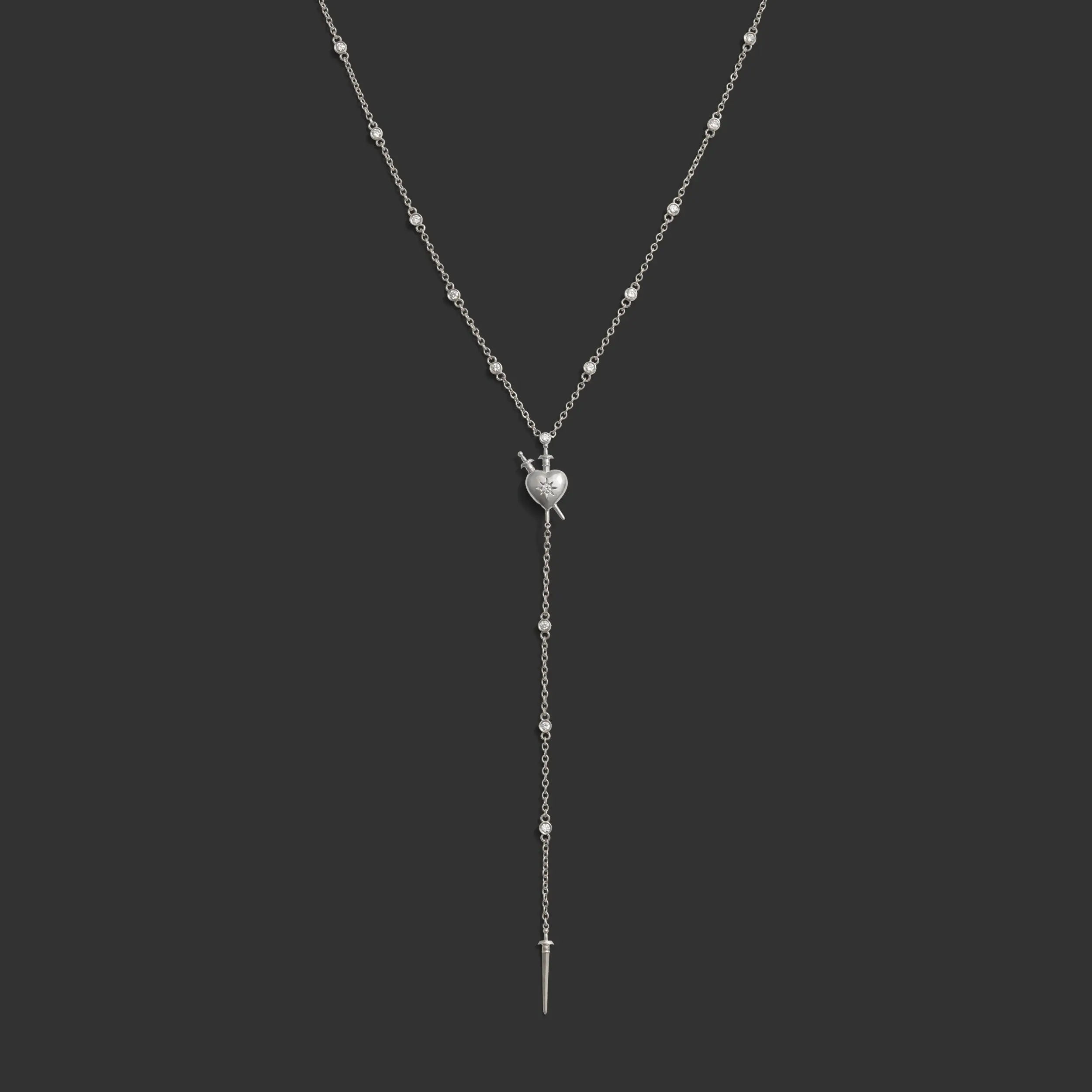 Diamond Sacred Heart Lariat - Image 5