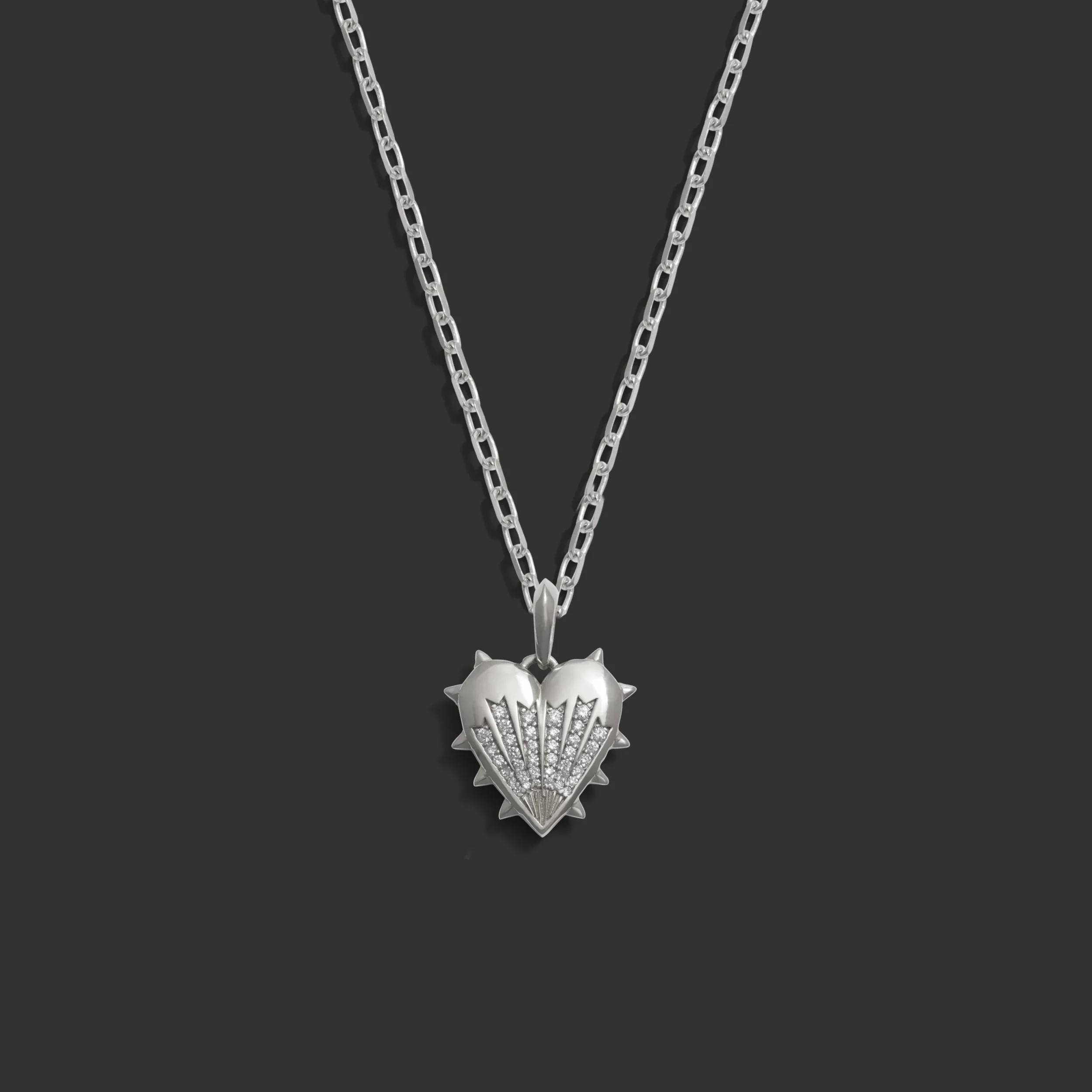 Diamond Spiked Heart Necklace - Image 8