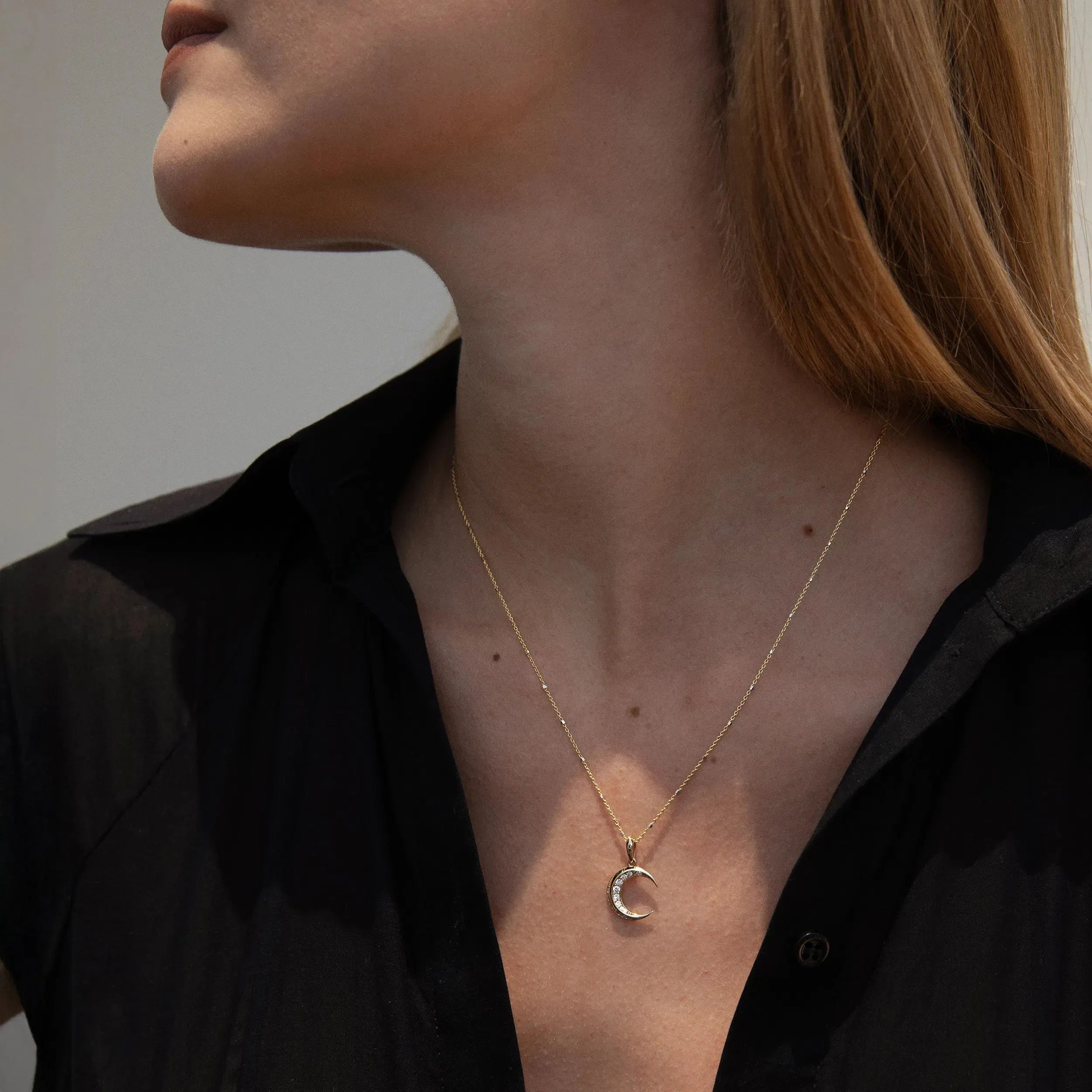 Diamond Twisted Moon Necklace - Image 2