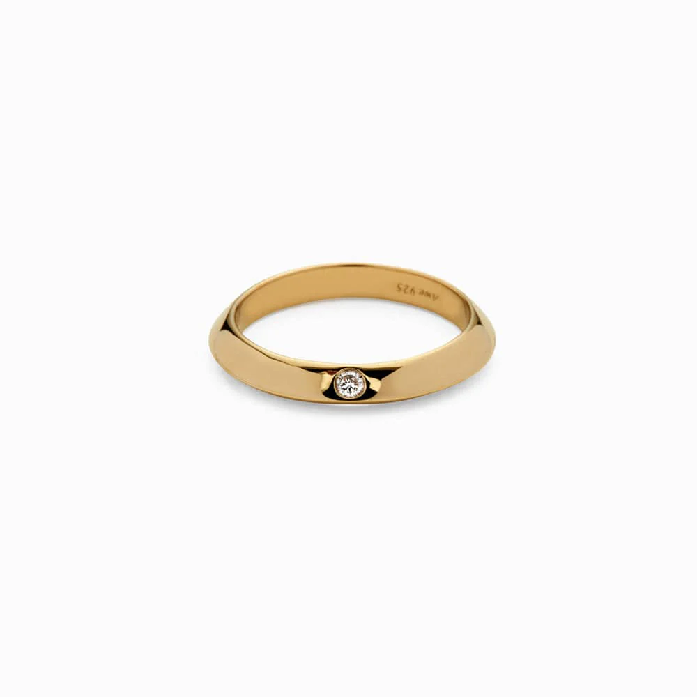 Diamond Wide Flat Ring