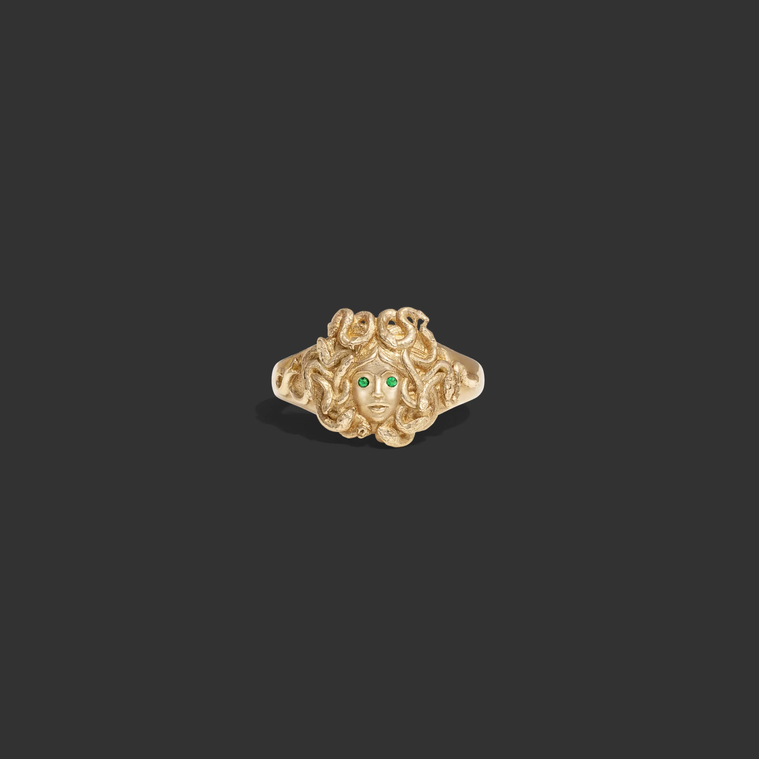 Emerald Medusa Signet Ring