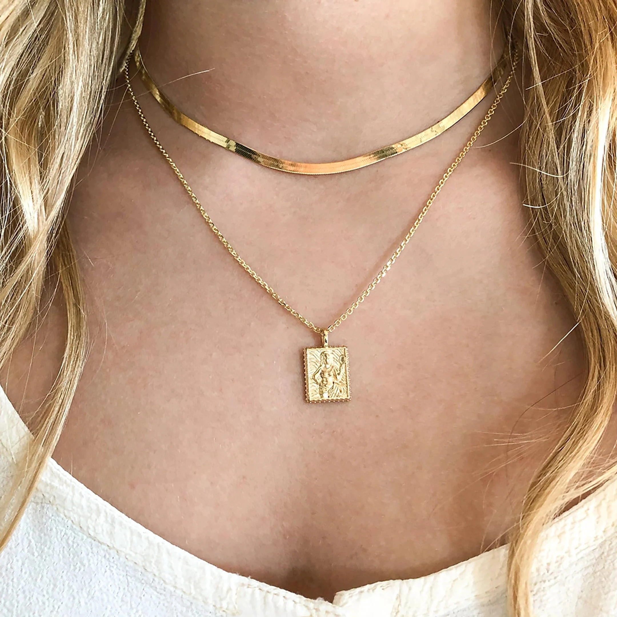 Herringbone Chain Necklace - Image 4