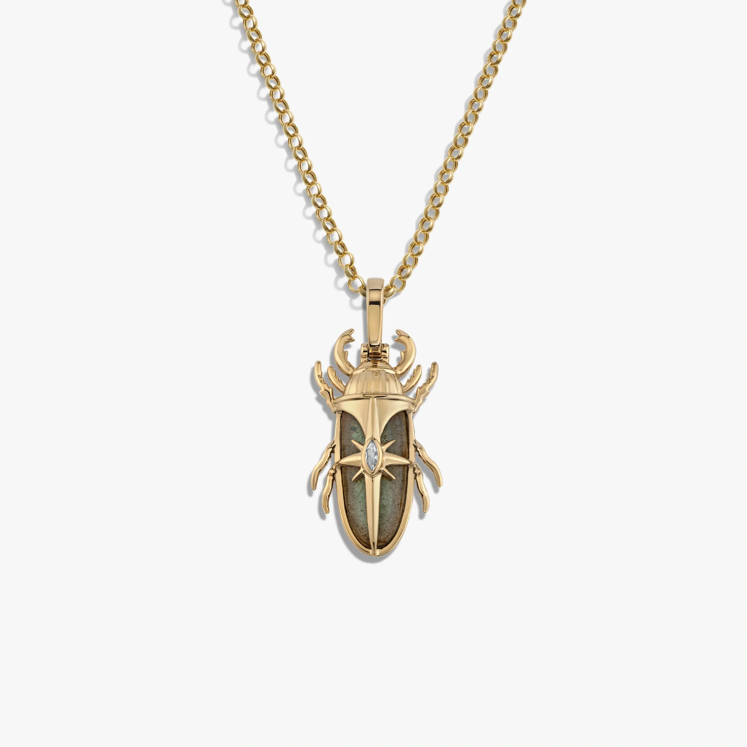 Labradorite Beetle Necklace