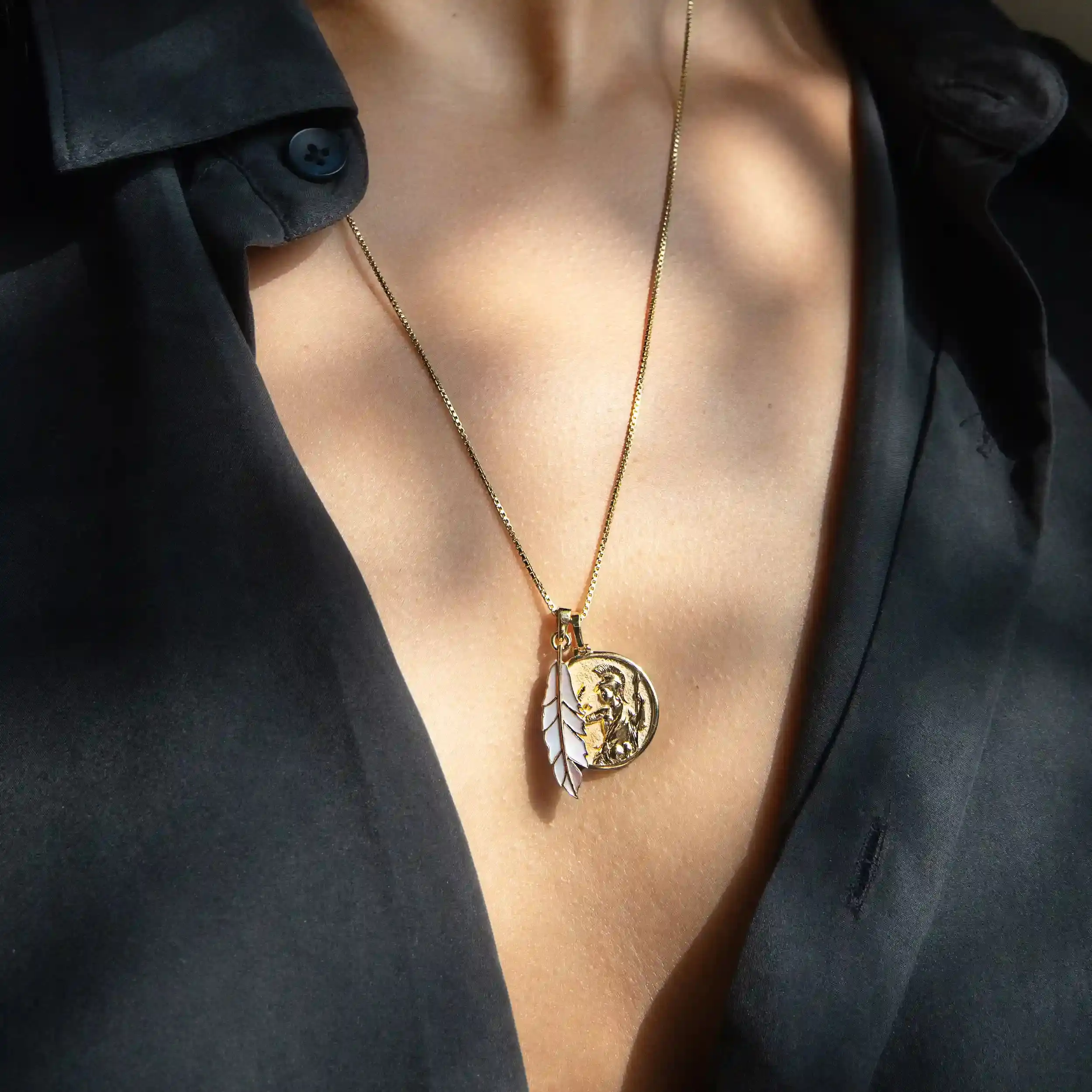 Mother of Pearl Feather Necklace - Image 3