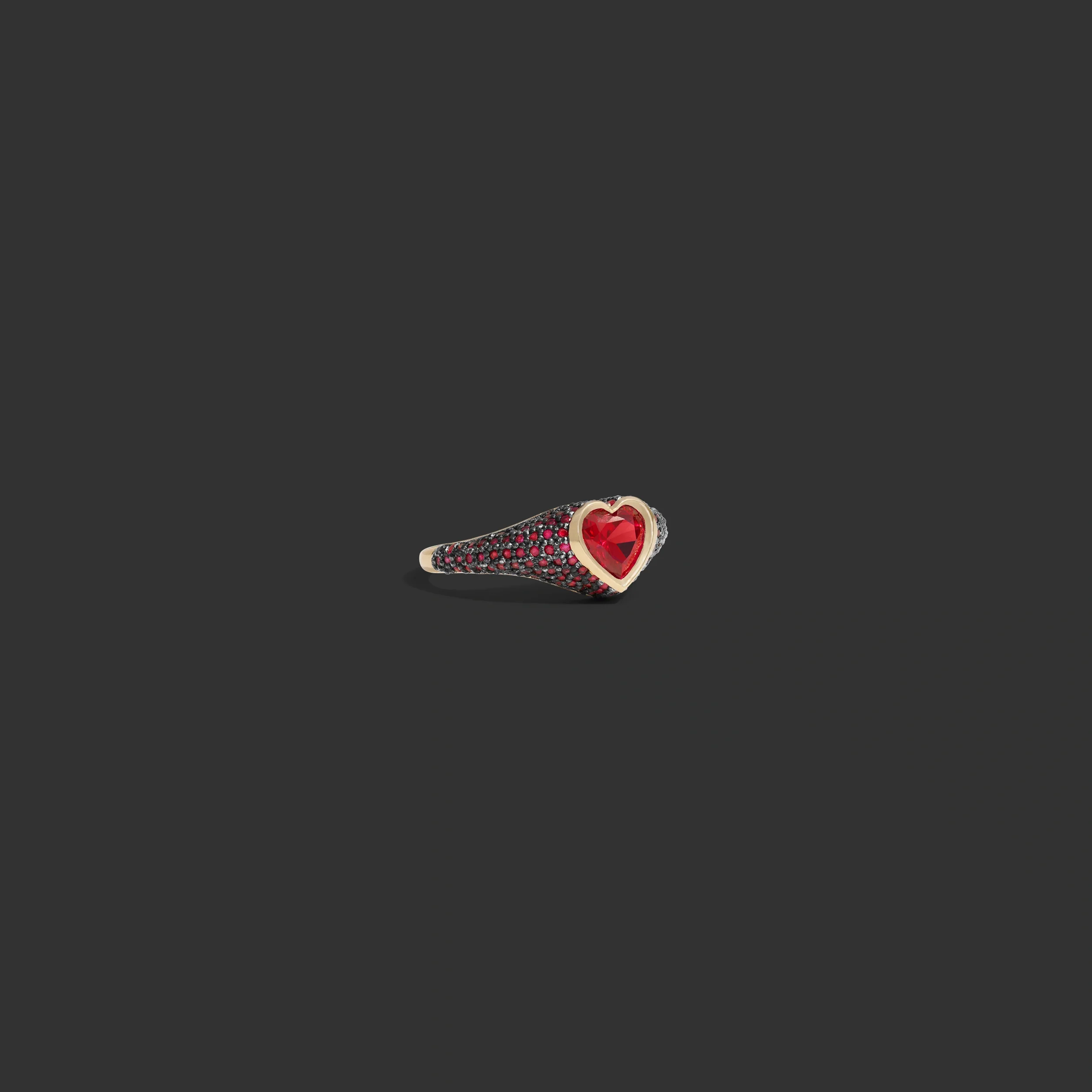 Pavé Heart Gemstone Ring