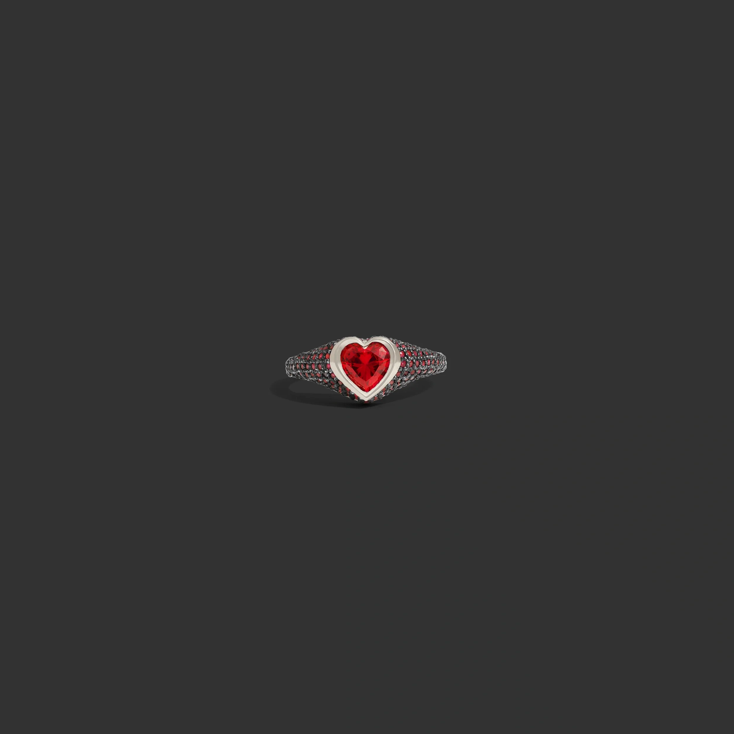 Pavé Heart Gemstone Ring - Image 3
