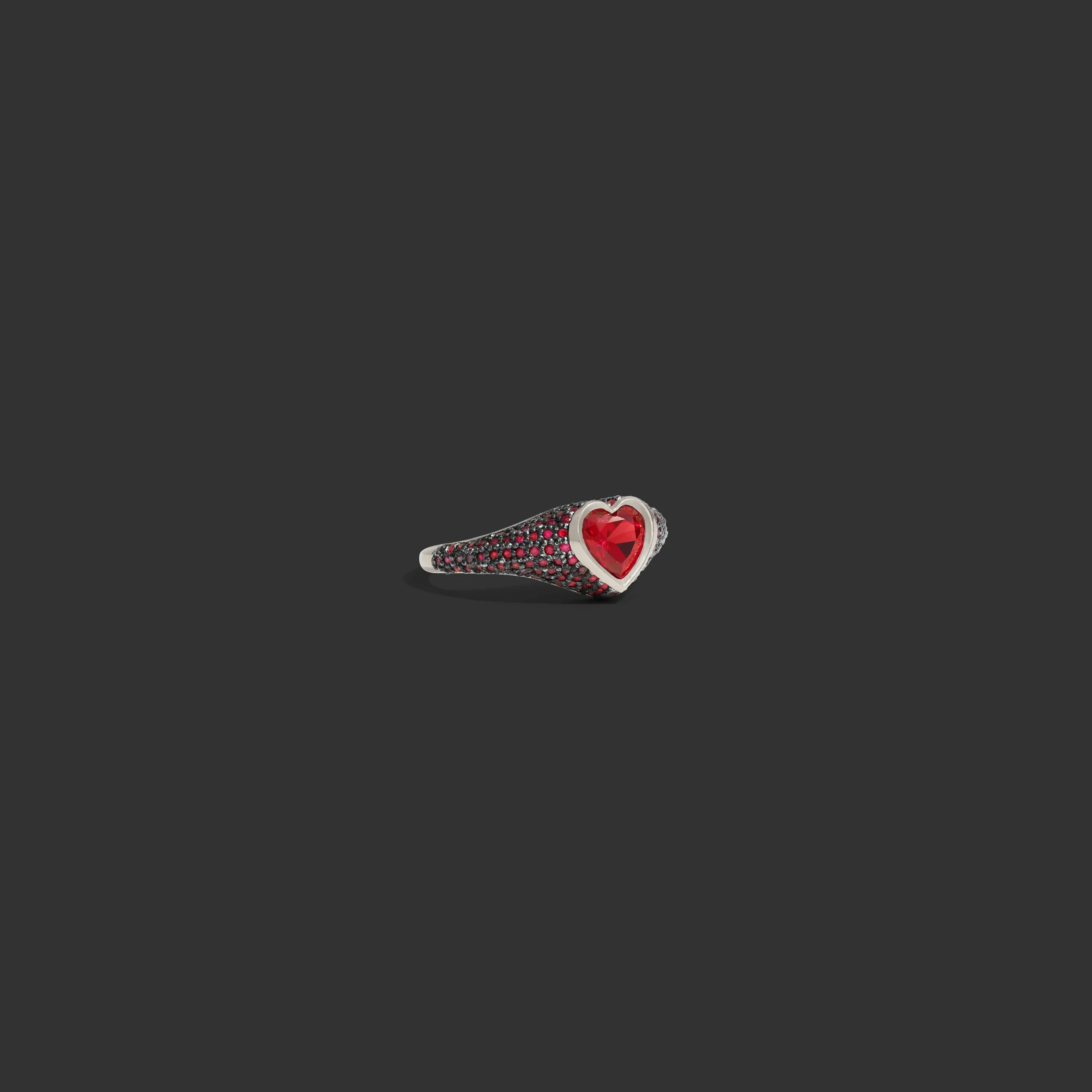 Pavé Heart Gemstone Ring - Image 4