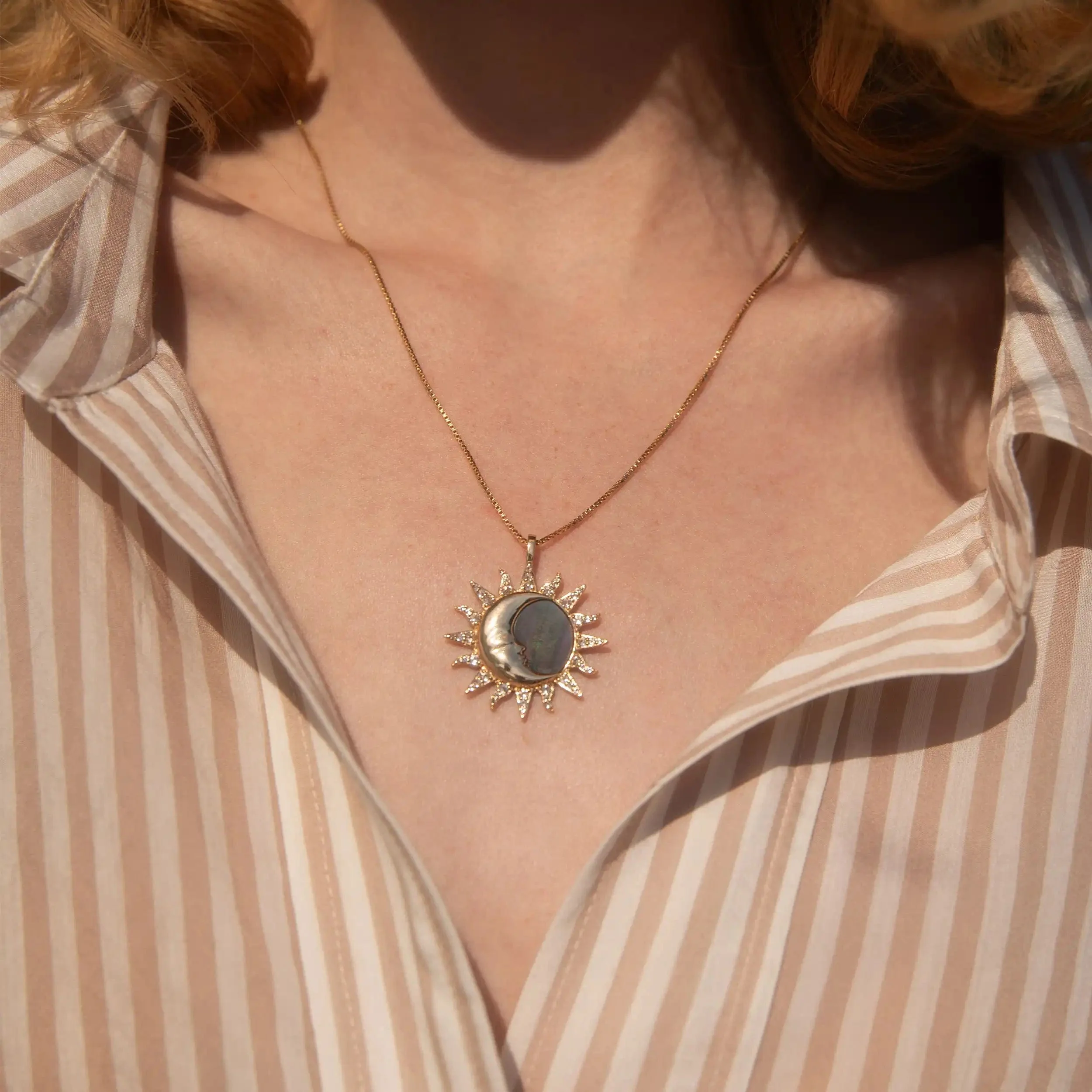 Sun & Moon Black Mother of Pearl Amulet - Image 2