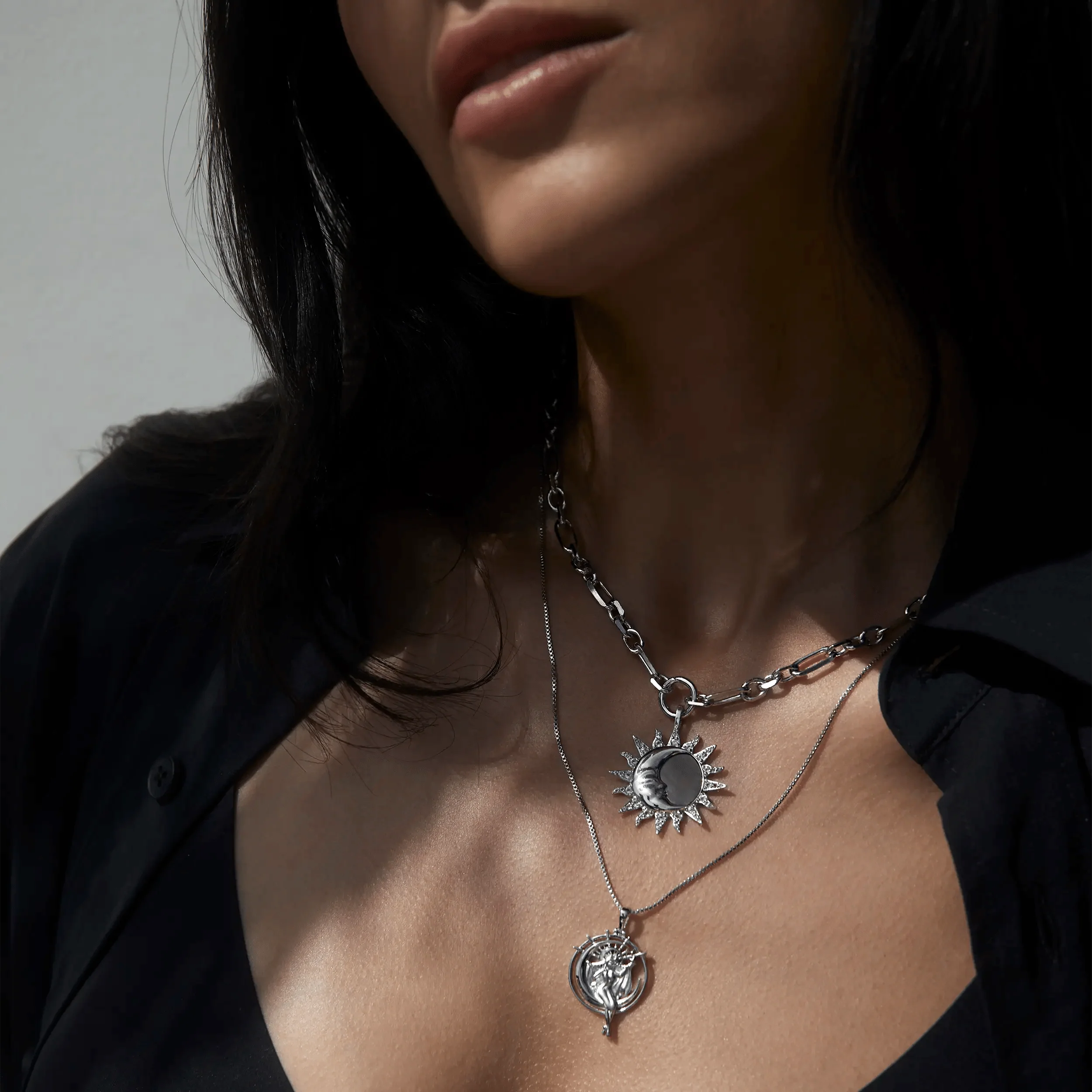 Sun & Moon Black Mother of Pearl Amulet - Image 3