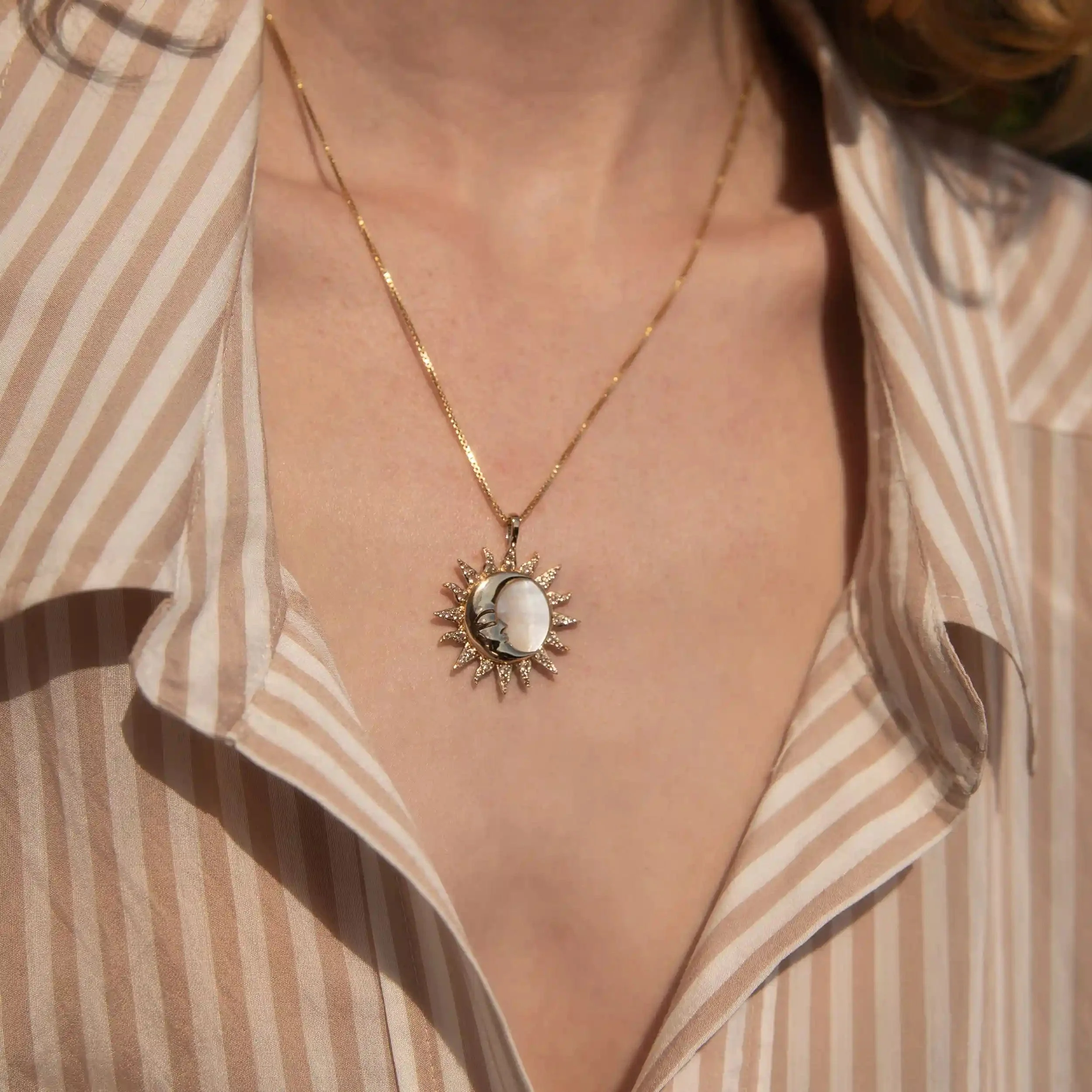 Sun & Moon Black Mother of Pearl Necklace - Image 5