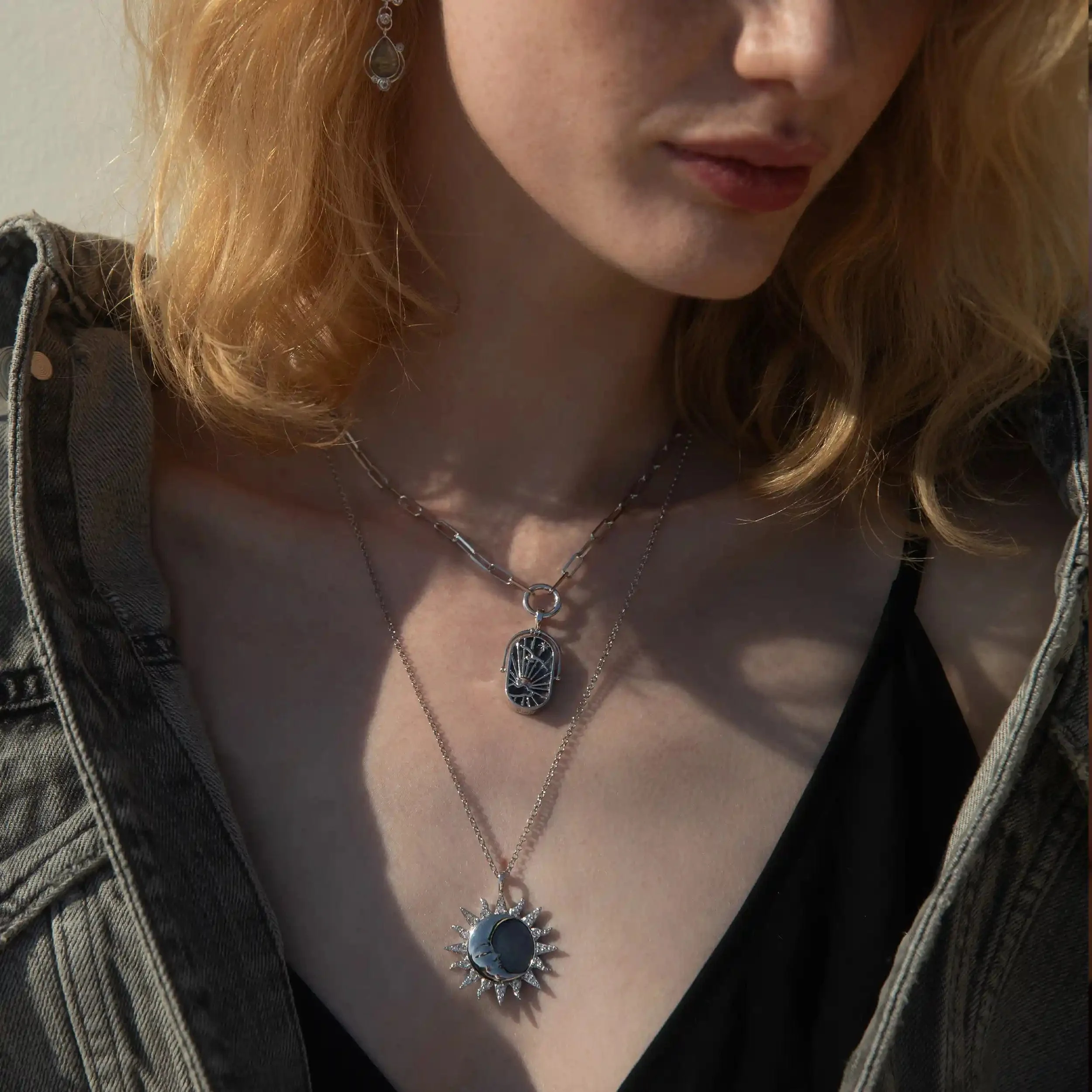 Sun & Moon Black Mother of Pearl Necklace - Image 6