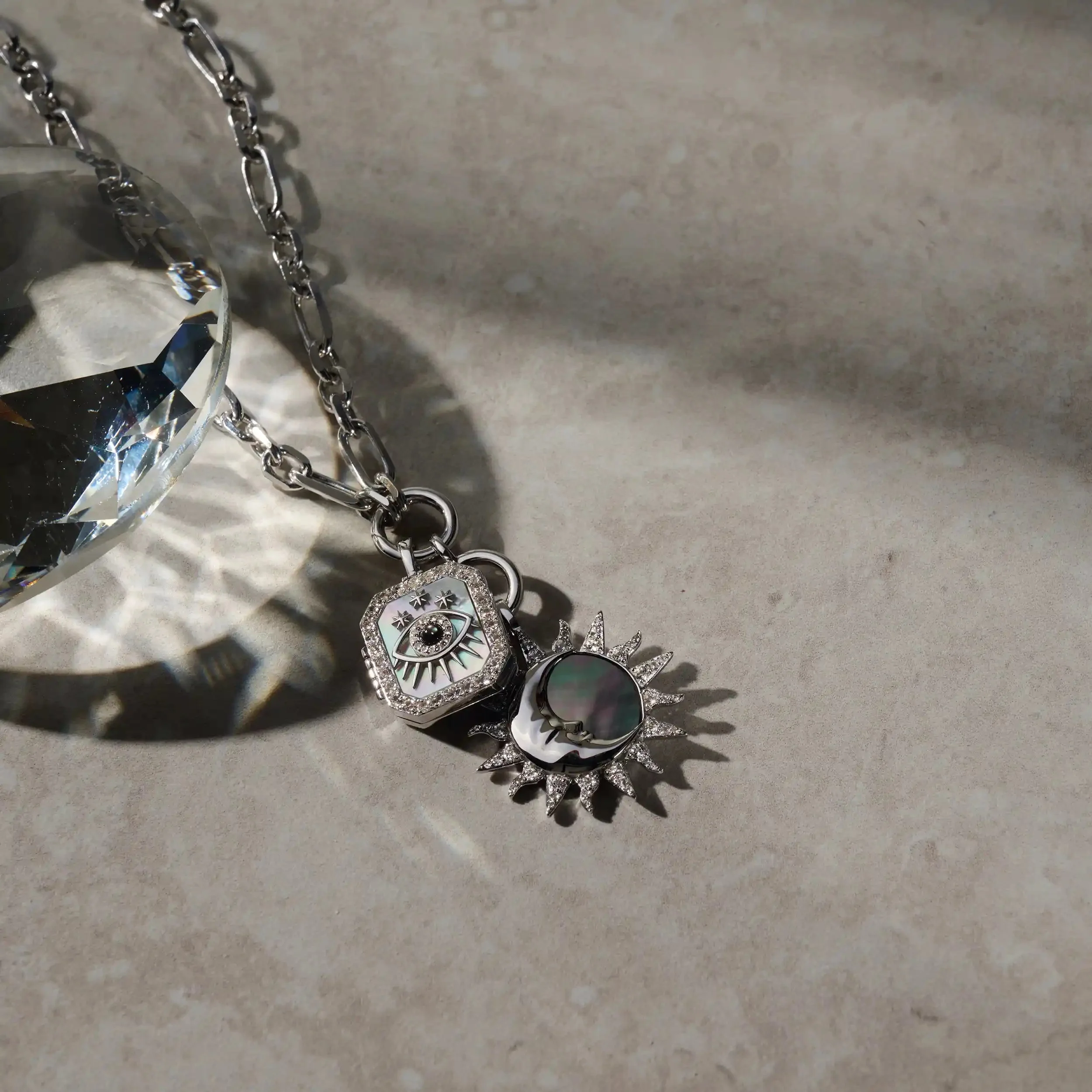 Sun & Moon Black Mother of Pearl Amulet - Image 6